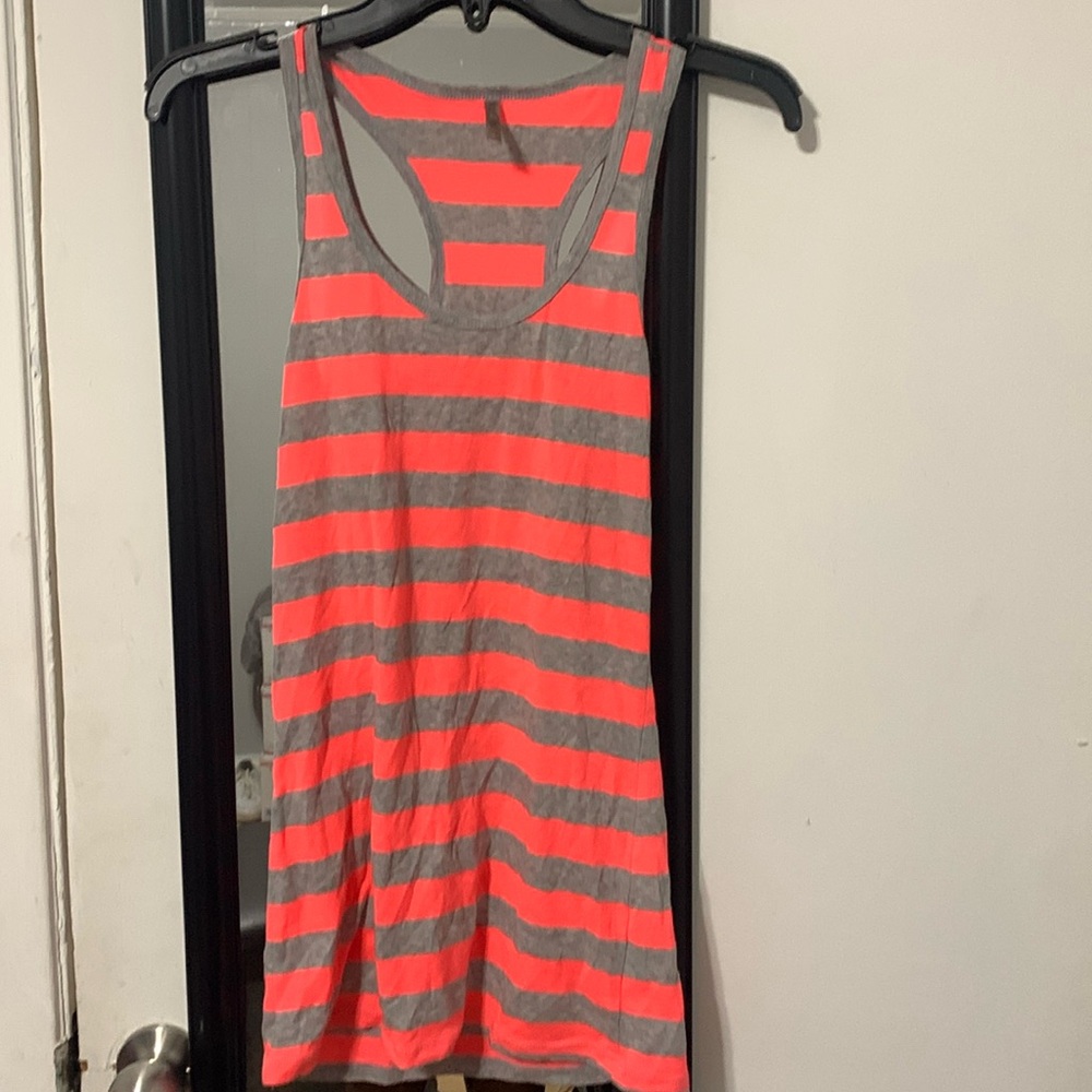 Long Pink and Grey Tank Top